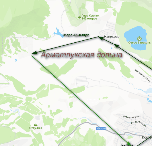 Карта Арматлуксой долины Карта Арматлука
